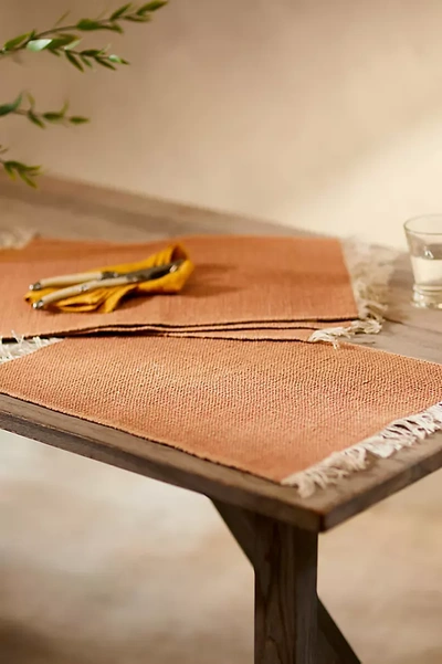 Terrain Fringed Cotton Placemats, Set Of 4 In Orange
