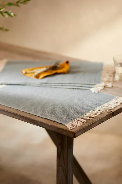 Terrain Fringed Cotton Placemats, Set Of 4 In Blue