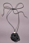 Frasier Sterling Floral Pendant Necklace In Black