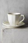 Faiencerie De Gien Gien Filet Bleu Cup & Saucer In White