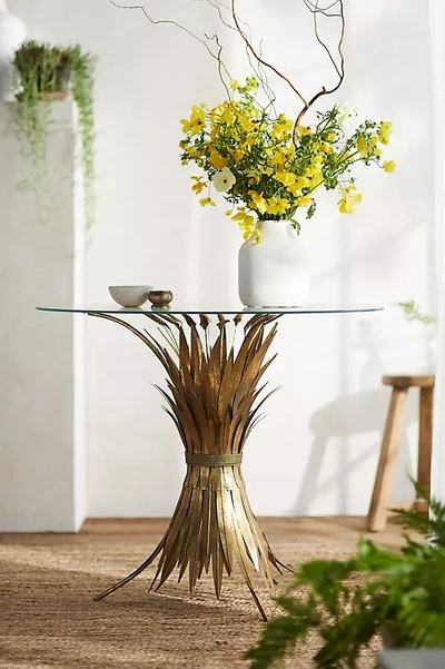 Terrain Gilded Leaves Iron + Glass Table
