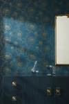 Anthropologie Gold Leaf Peonies Wallpaper In Blue