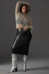 Good American Better Than Faux Leather Midi Pencil Skirt In Black