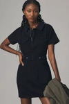 Good American Fit For Success Short Sleeve Denim Minidress In Black