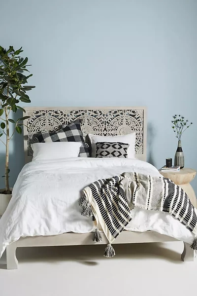 Anthropologie Handcarved Low Lombok Bed In Beige