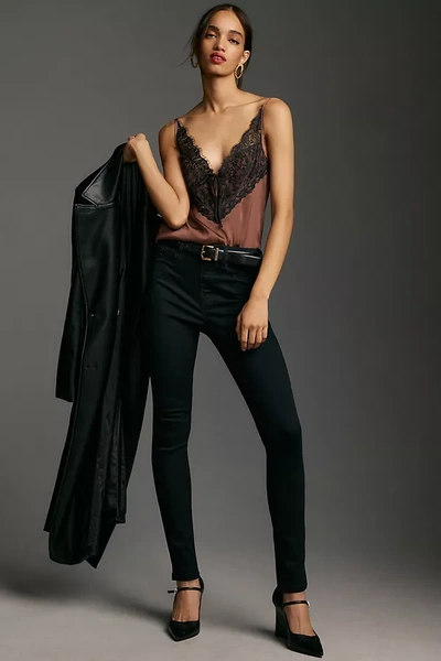 Good American Pull-on High-rise Skinny Jeans In Black