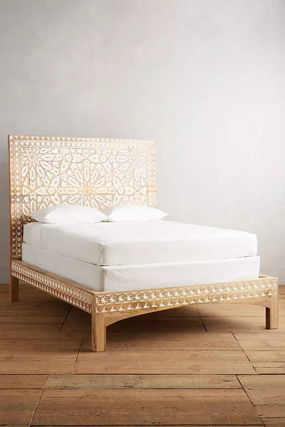 Anthropologie Handcarved Albaron Bed In Brown