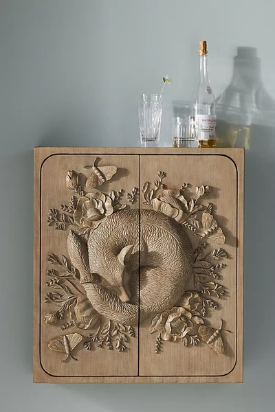 Anthropologie Handcarved Land & Sky Wall Cabinet In Neutral