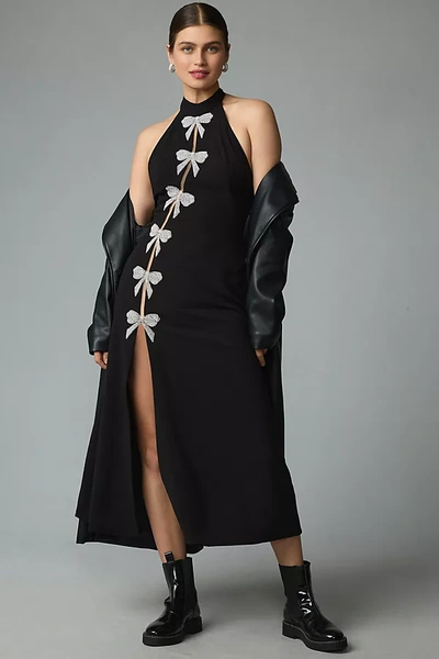 Helsi Katie Halter Bow Midi Dress In Black