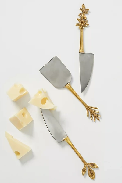 Anthropologie Herbiflora Cheese Knives, Set Of 3 In Gray