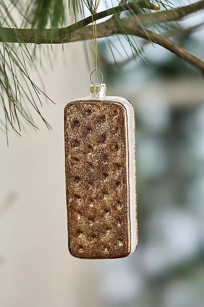 Terrain Ice Cream Sandwich Glass Ornament In Gold