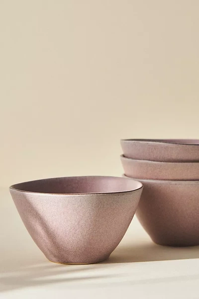 Anthropologie The Jasper Portuguese Stoneware Cereal Bowls, Set Of 4 In Pink