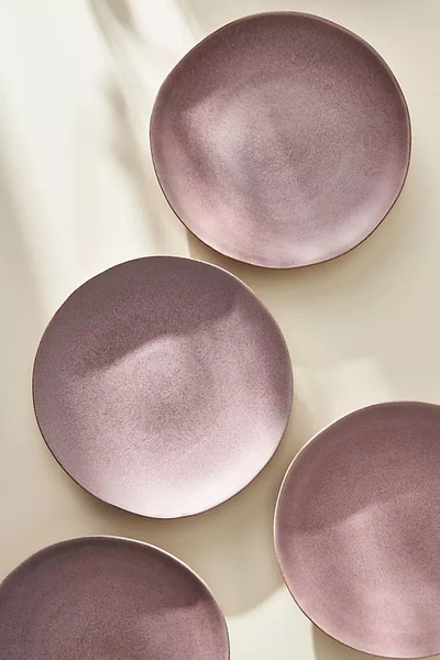 Anthropologie The Jasper Portuguese Stoneware Dinner Plates, Set Of 4 In Purple