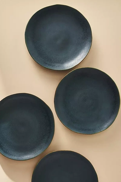 Anthropologie The Jasper Portuguese Stoneware Dinner Plates, Set Of 4 In Blue