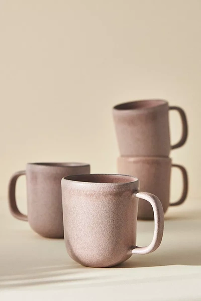 Anthropologie The Jasper Portuguese Stoneware Mugs, Set Of 4 In Pink