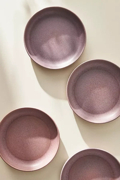 Anthropologie The Jasper Portuguese Stoneware Pasta Bowls, Set Of 4 In Purple