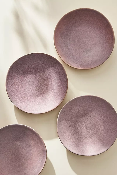 Anthropologie The Jasper Portuguese Stoneware Side Plates, Set Of 4 In Purple