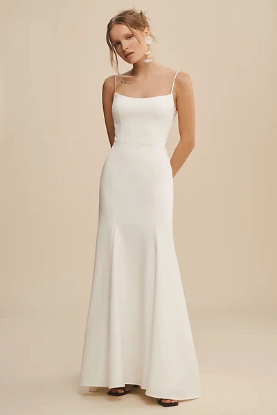 Jenny Yoo Jenny By  Caleb Matte Crepe Fit & Flare Wedding Gown In White