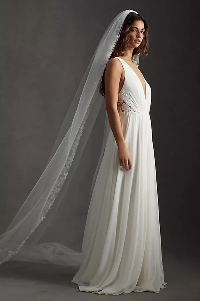 Jenny Yoo Jenny By  Elinor Deep V-neck Lace & Illusion Wedding Gown In White
