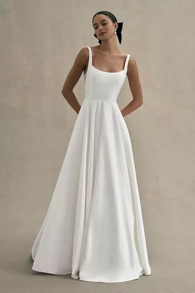 Jenny Yoo Jenny By  Lawrence Square-neck Open-back Taffeta Wedding Gown In White