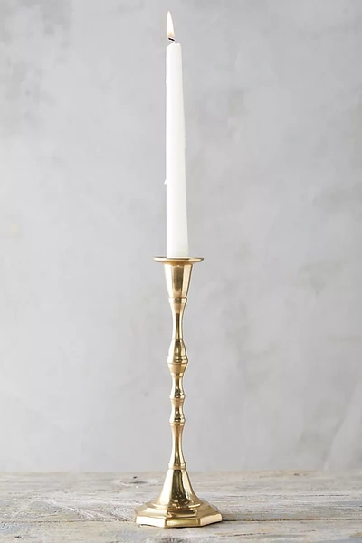 Terrain Antiqued Brass Candlestick, Tall In Multicolor