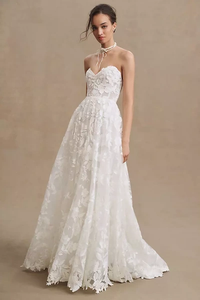 Jenny Yoo Madeline A-line Strapless Lace Wedding Gown In White