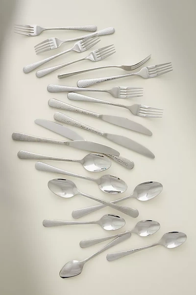 Anthropologie Keene Flatware 20-piece Place Setting In Metallic