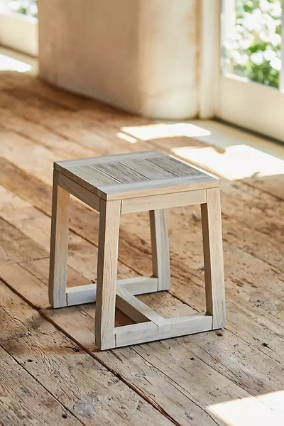 Terrain Knoll Slatted Teak Dining Stool In Gray