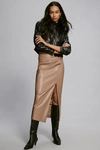 LAMARQUE EILEEN FAUX LEATHER KNOT MIDI SKIRT