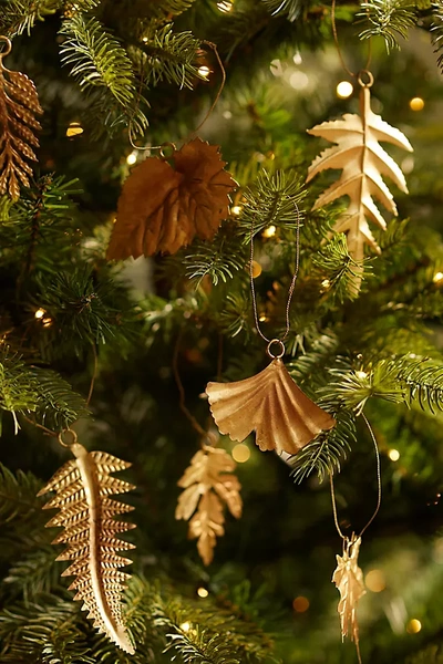 Terrain Leafy Brass Ornaments, Set Of 24 In Multi