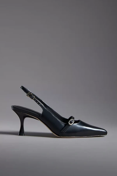 Larroude Ines Slingback Kitten Heels In Black