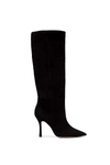 Larroude Black Kate 100 Suede Knee-high Boots In Black