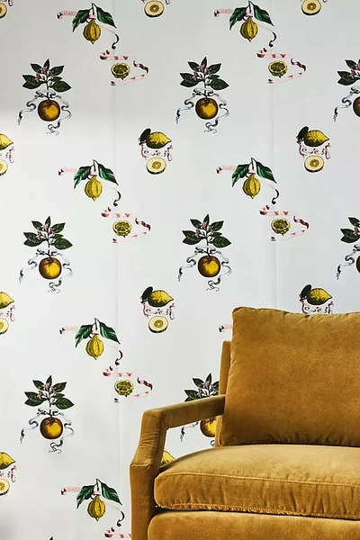 Anthropologie Lemon Toile Wallpaper In Brown