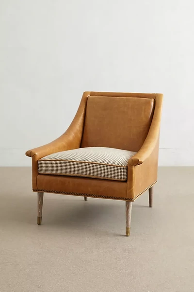 Anthropologie Leather Tillie Armchair In Brown