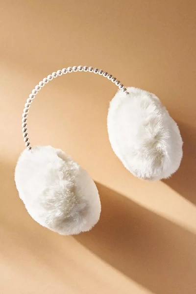 Lele Sadoughi Faux Fur Pearl Earmuffs In White
