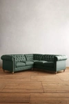 Anthropologie Linen Lyre Chesterfield Sectional, Wilcox In Blue