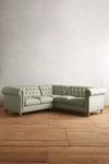 Anthropologie Linen Lyre Chesterfield Sectional, Wilcox In Green