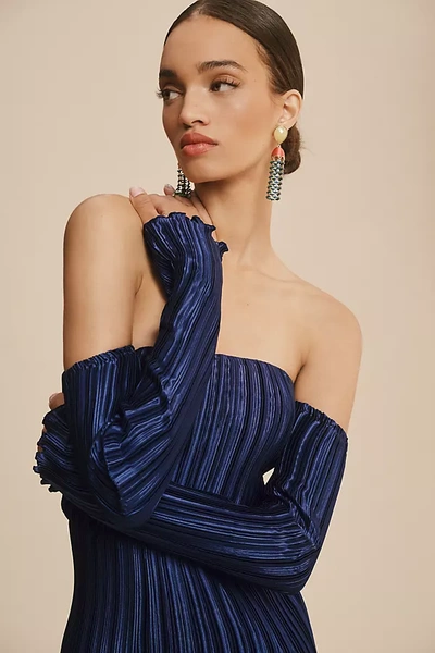 L'idée Gatsby Pleated Gown In Blue