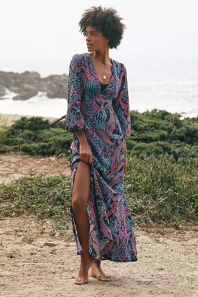 Luli Fama Long-sleeve Maxi Dress In Multicolor