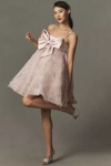 Mac Duggal Bow Front Tulle Mini Dress In Pink