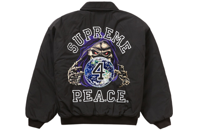 Pre-owned Supreme Peace Embroidered Work Jacket Black