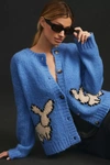 Maeve Bunny Slope Cardigan Sweater In Blue