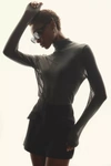 Maeve Mesh Turtleneck In Grey
