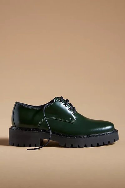 Maeve Oxford Lace-up Flats In Green