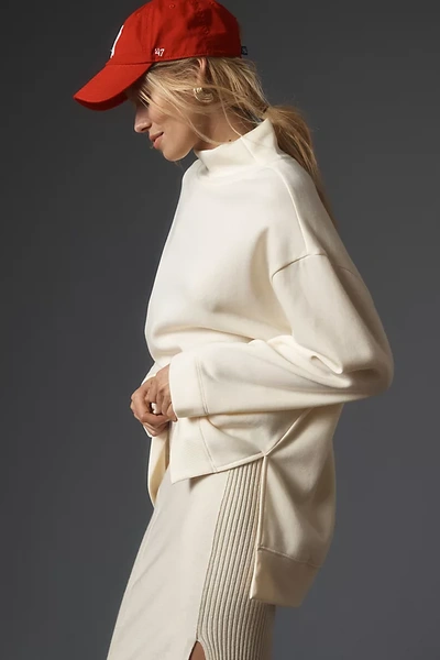 Maeve Funnel-neck Tunic Pullover In Beige