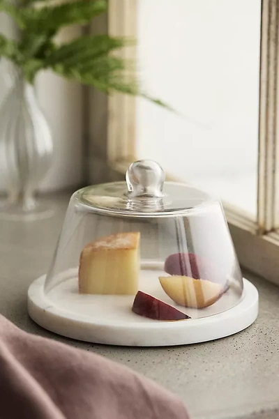 Terrain Marble Serving Board With Cloche In Transparent