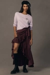 Maeve Ruffled Wrap Maxi Skirt In Purple