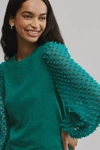 Maeve Textured-sleeve Top In Green