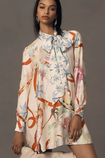 Maeve Tie-neck Mini Dress In Multicolor