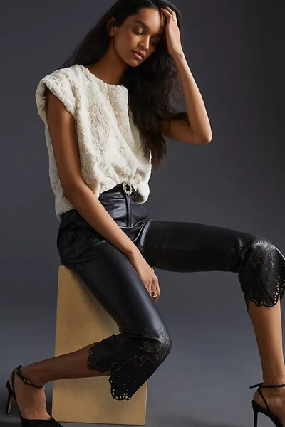 Maeve Faux Fur Tee In Beige